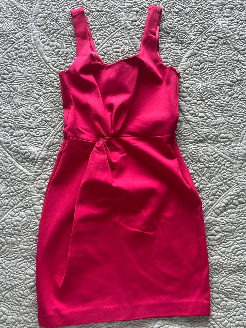 Armani Exchange Bright Pink Twist-Front Mini Dress